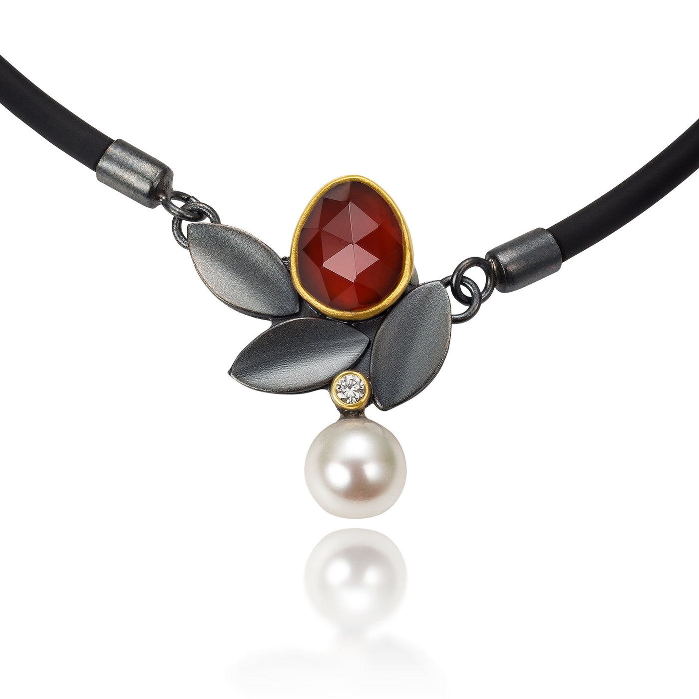 Hessonite Garnet Leaf Necklace