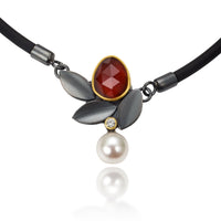 Hessonite Garnet Leaf Necklace
