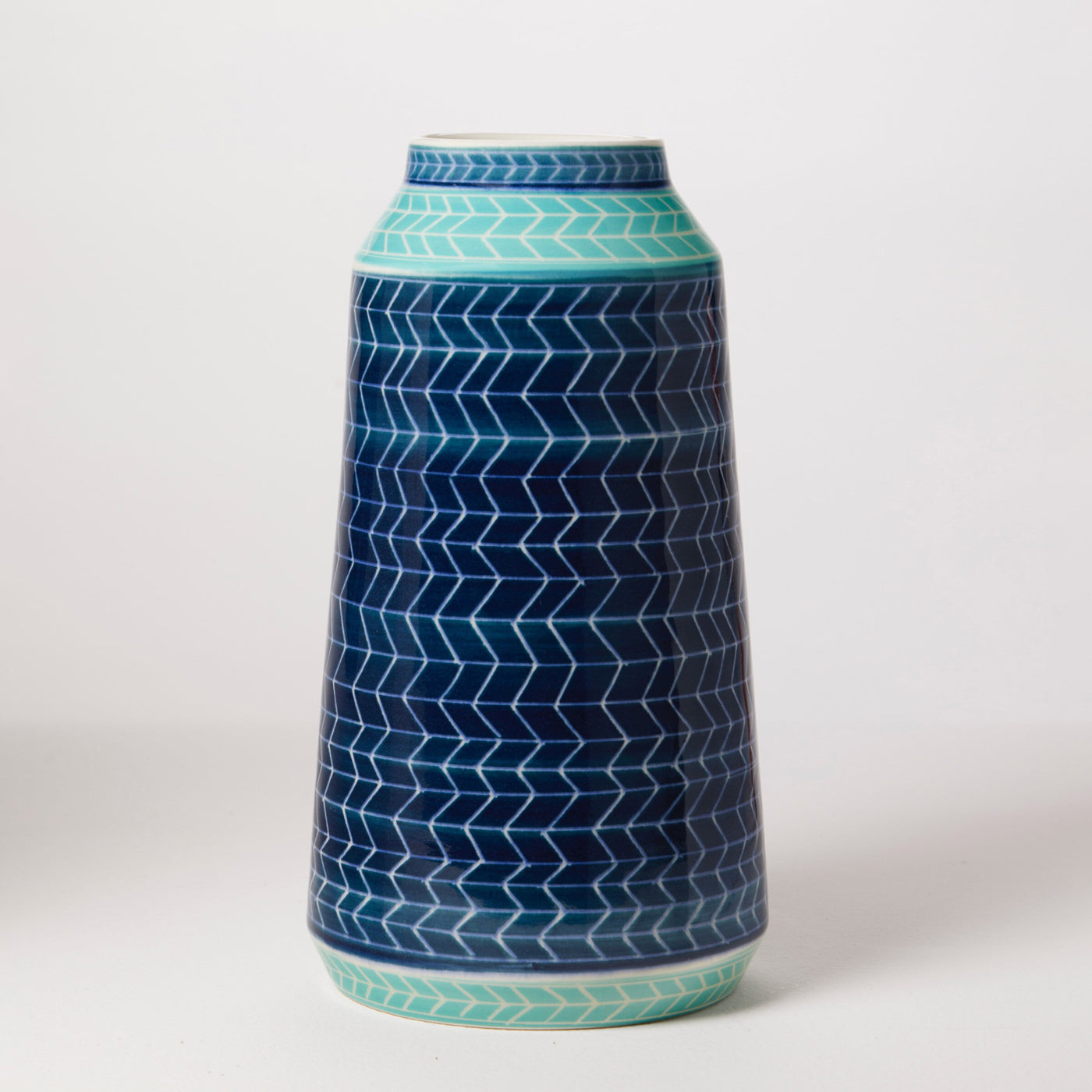 Indigo Herringbone Vase