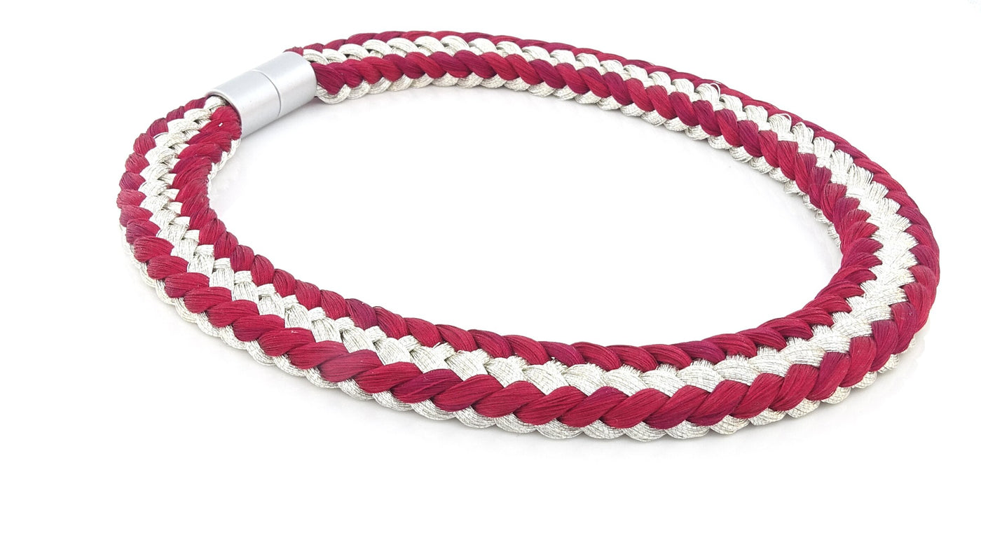 Bright Silver and Cherry Red Necklace