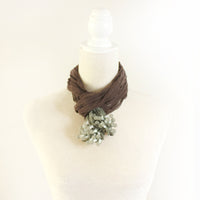 Shibori Small scarf - Cacao & Sage | Photo by Yuh Okano