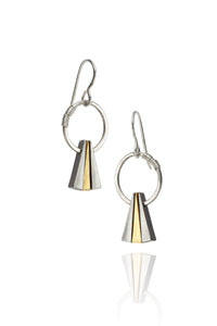 Silver Hoop with Silver/Gold/Silver Triangles