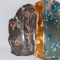 Multicolored Blue Porcelain Platter with Gold and Floral Accents