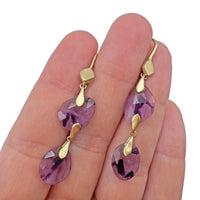 Double Drop Rosecut Amethyst Earrings