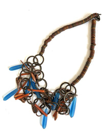 Copper Hearts & Blue Drops Necklace