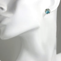 Silver Daisy Post Earrings with Turquoise Clusters