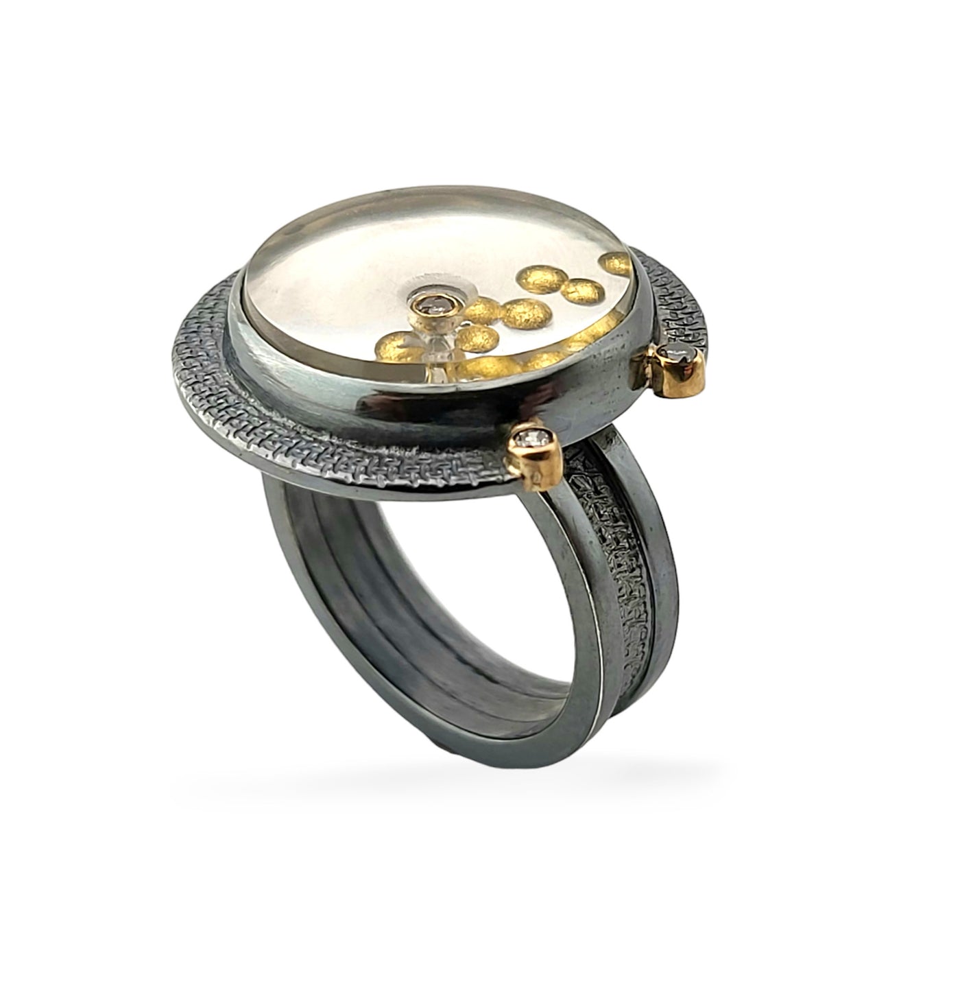Gold Bubble and Diamond Ring