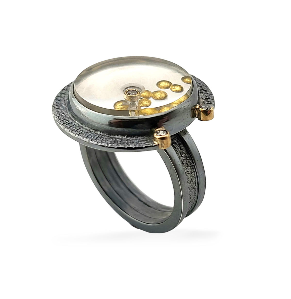 Gold Bubble & Diamond Ring
