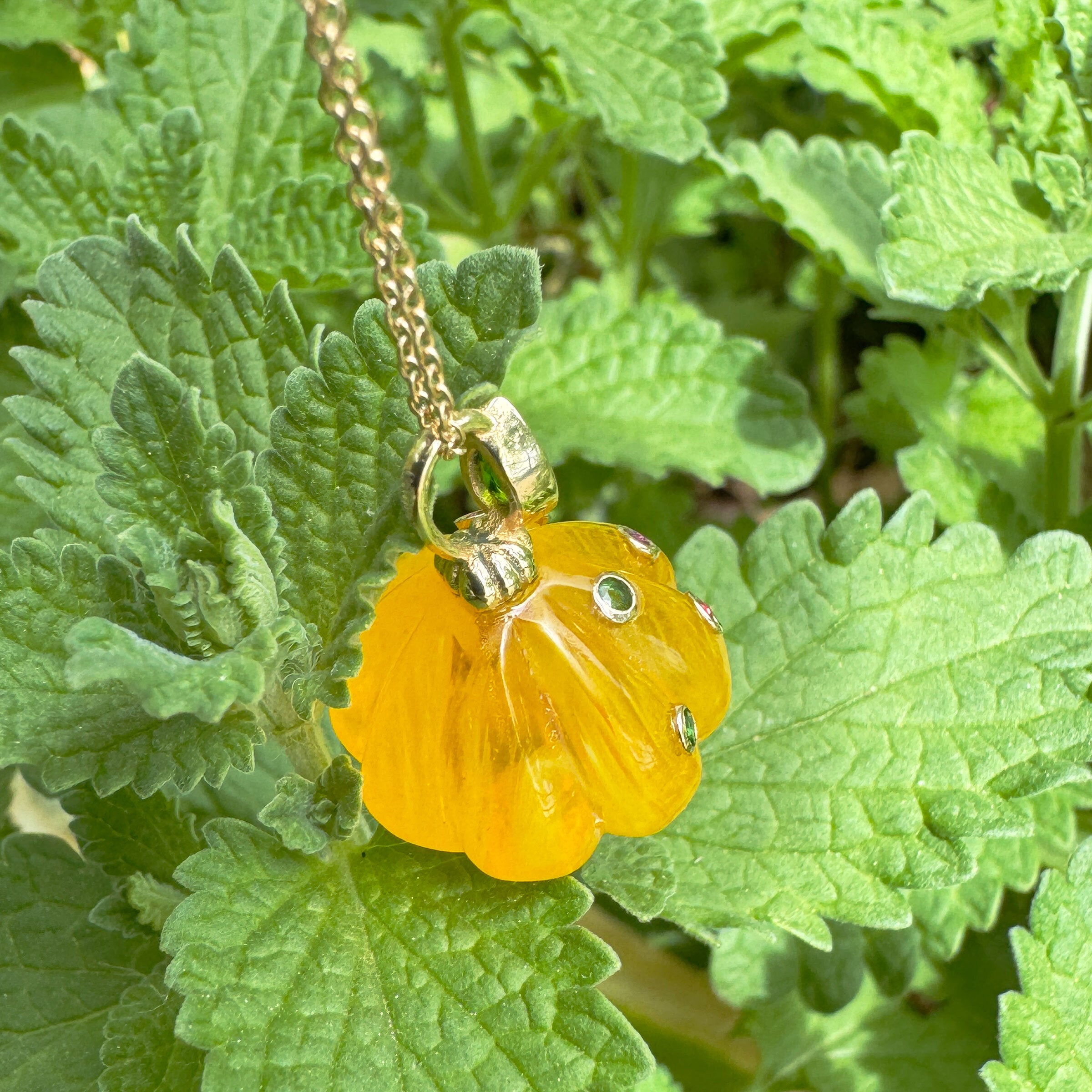 Colorful Amber Mushroom Pendant