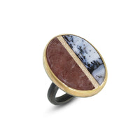 Raspberry Quartz & Dendritic Agate Inlay Ring