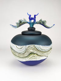 Satin Agate Covered Sphere with Avian Finial