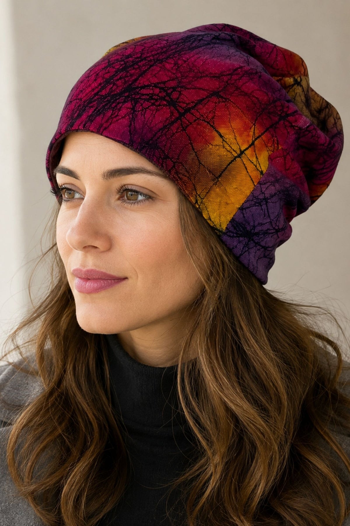 Hand Dyed Batik Wool Hat