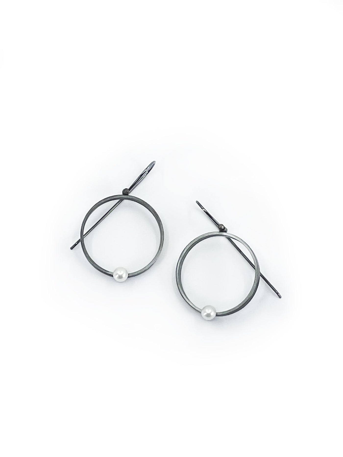 Open Circle Freshwater Pearl Earrings