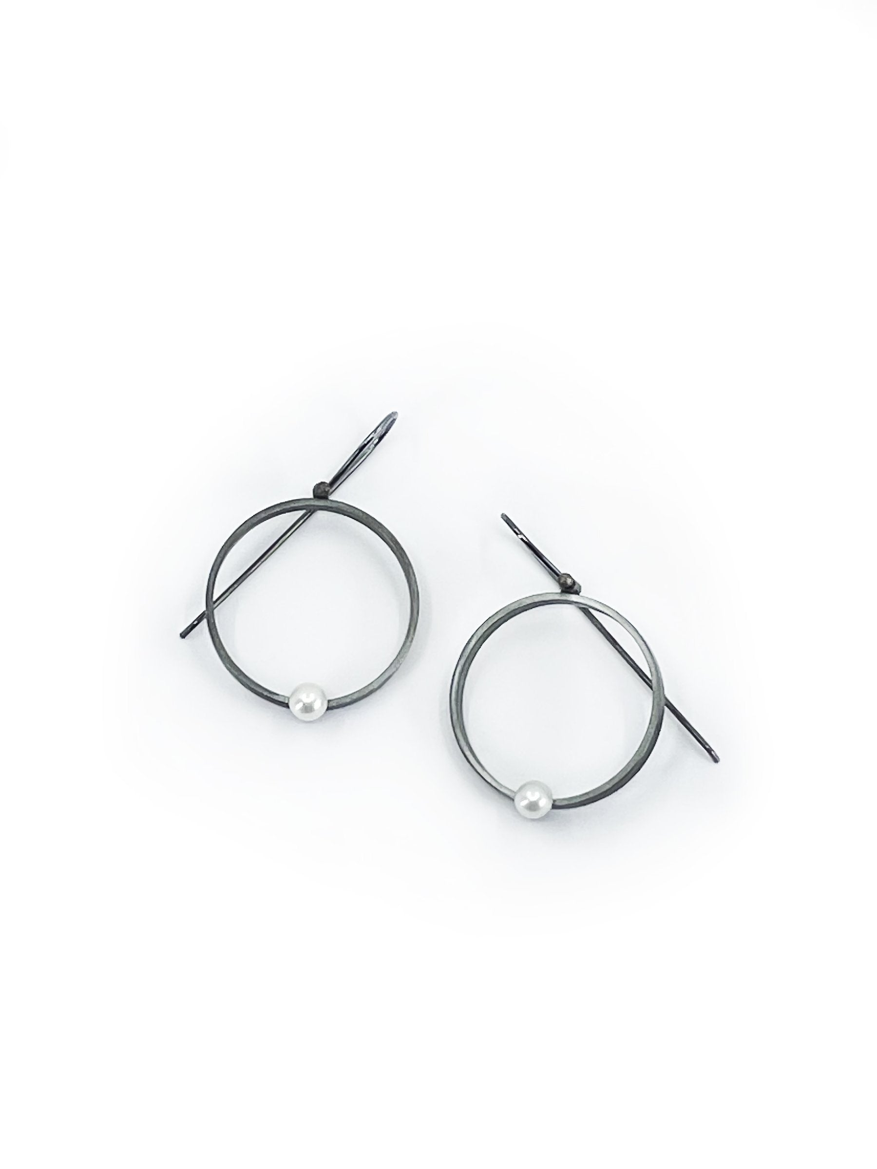 Open Circle Freshwater Pearl Earrings