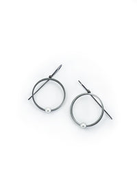 Open Circle Freshwater Pearl Earrings