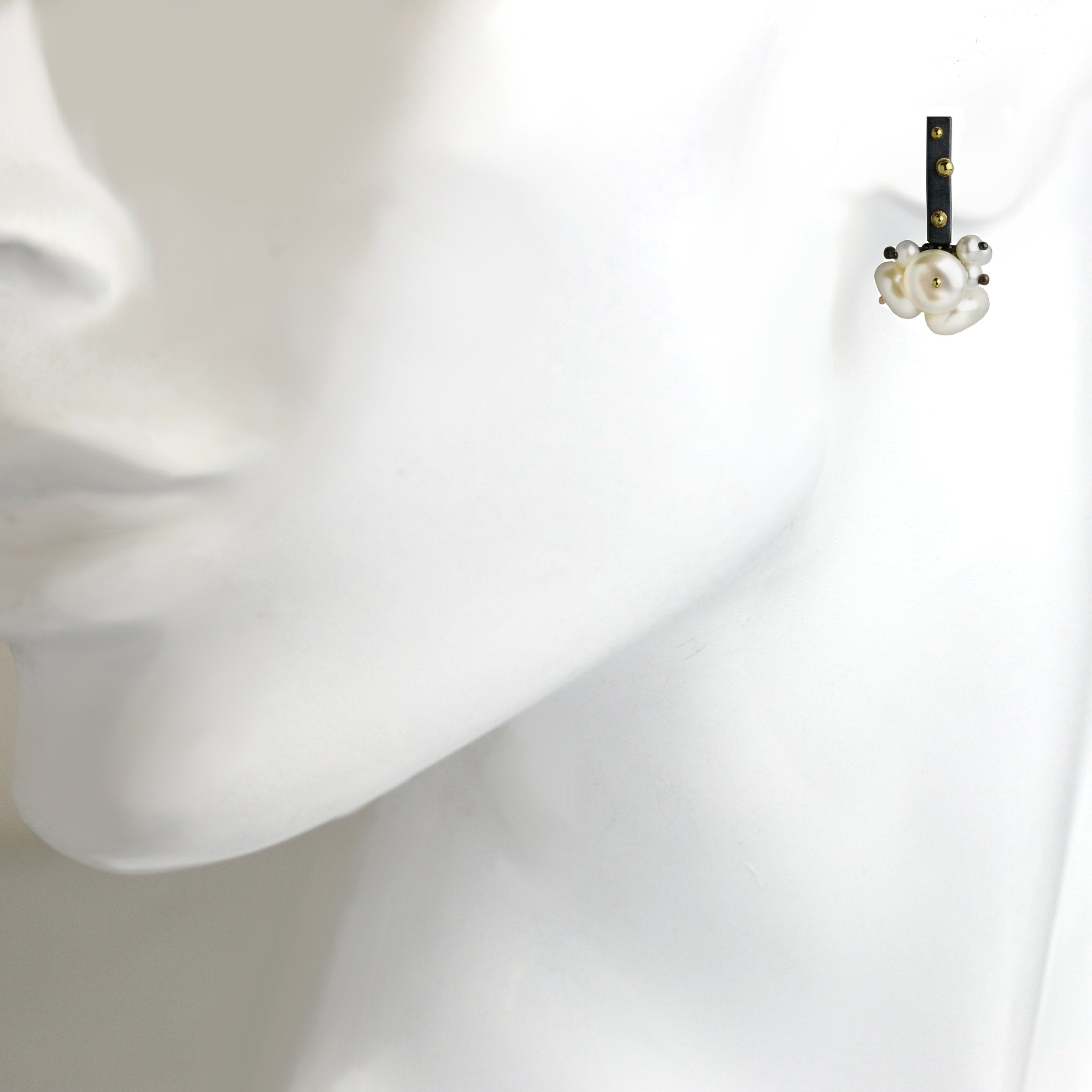 Petite Pearl Gold-Dotted Stick Earrings