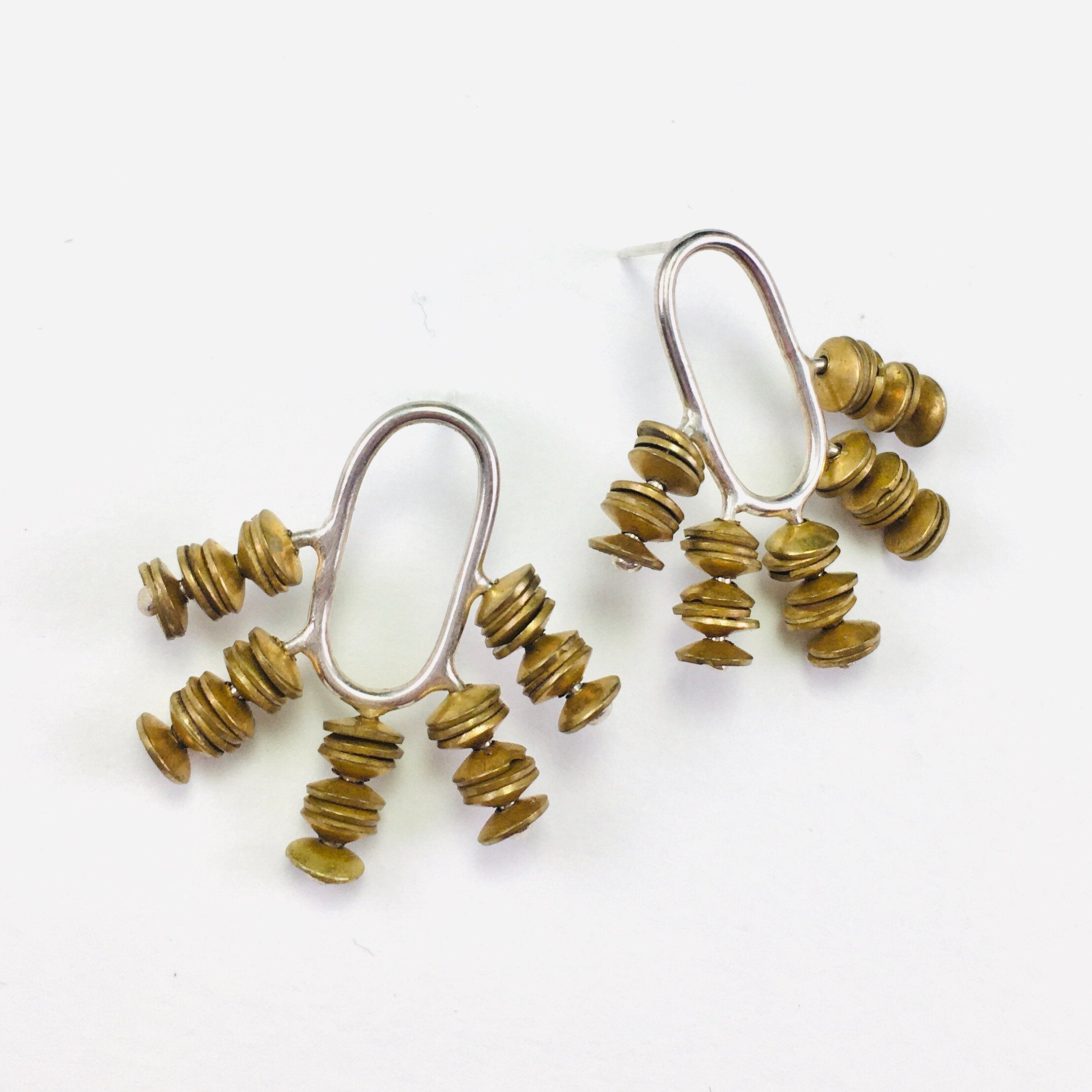 Brass Oval Half Moon Earrings