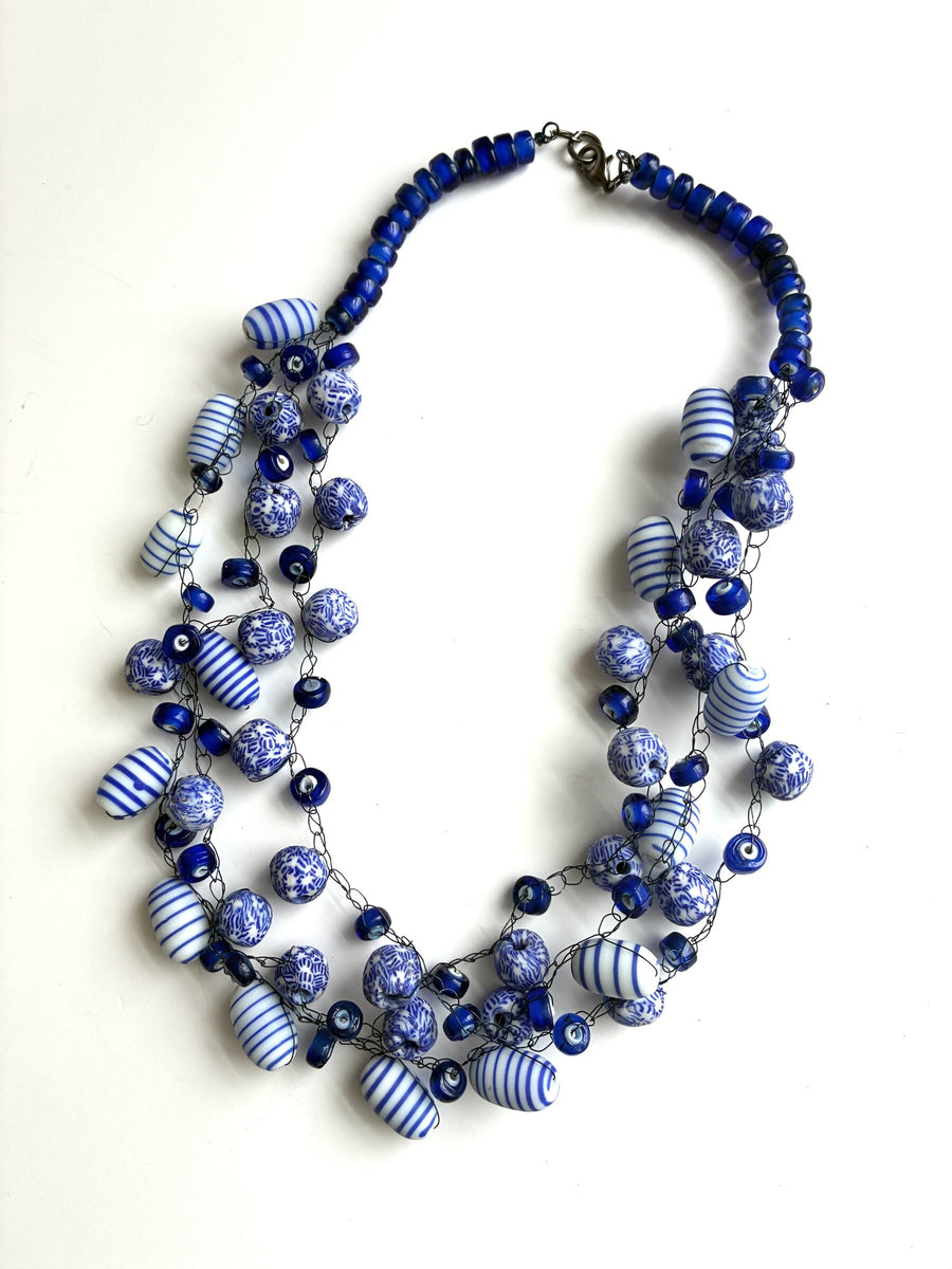 Royal Blue Patterned Necklace