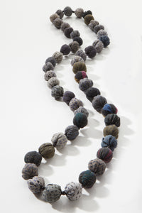 Long Kantha Necklace in Gray