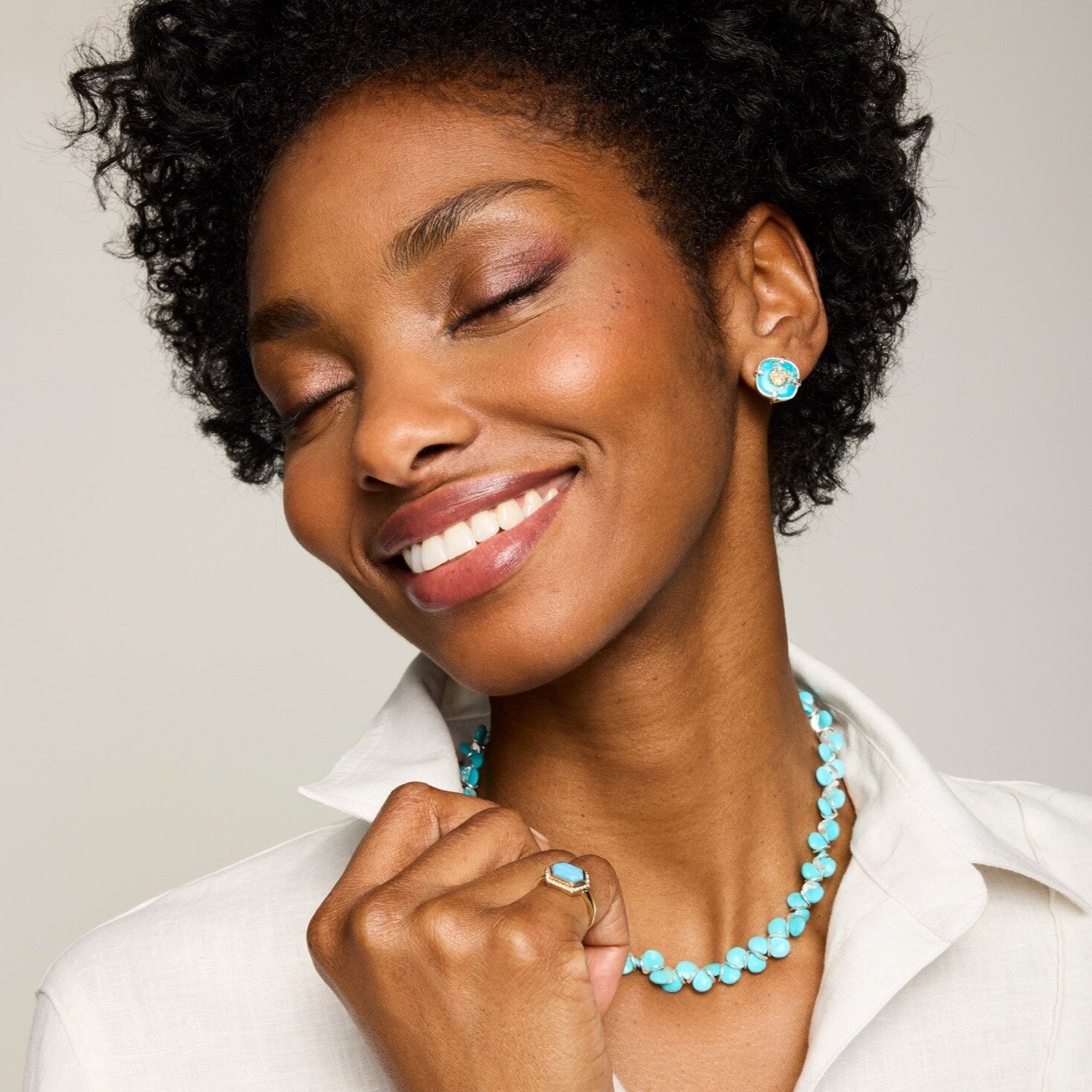 Turquoise & Citrine Button Earrings