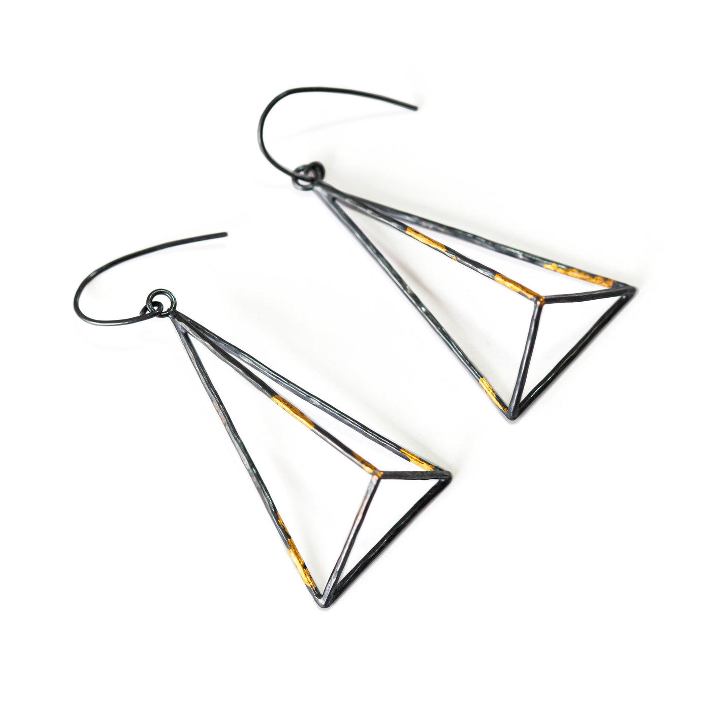 3D Triangle Dangle Earrings