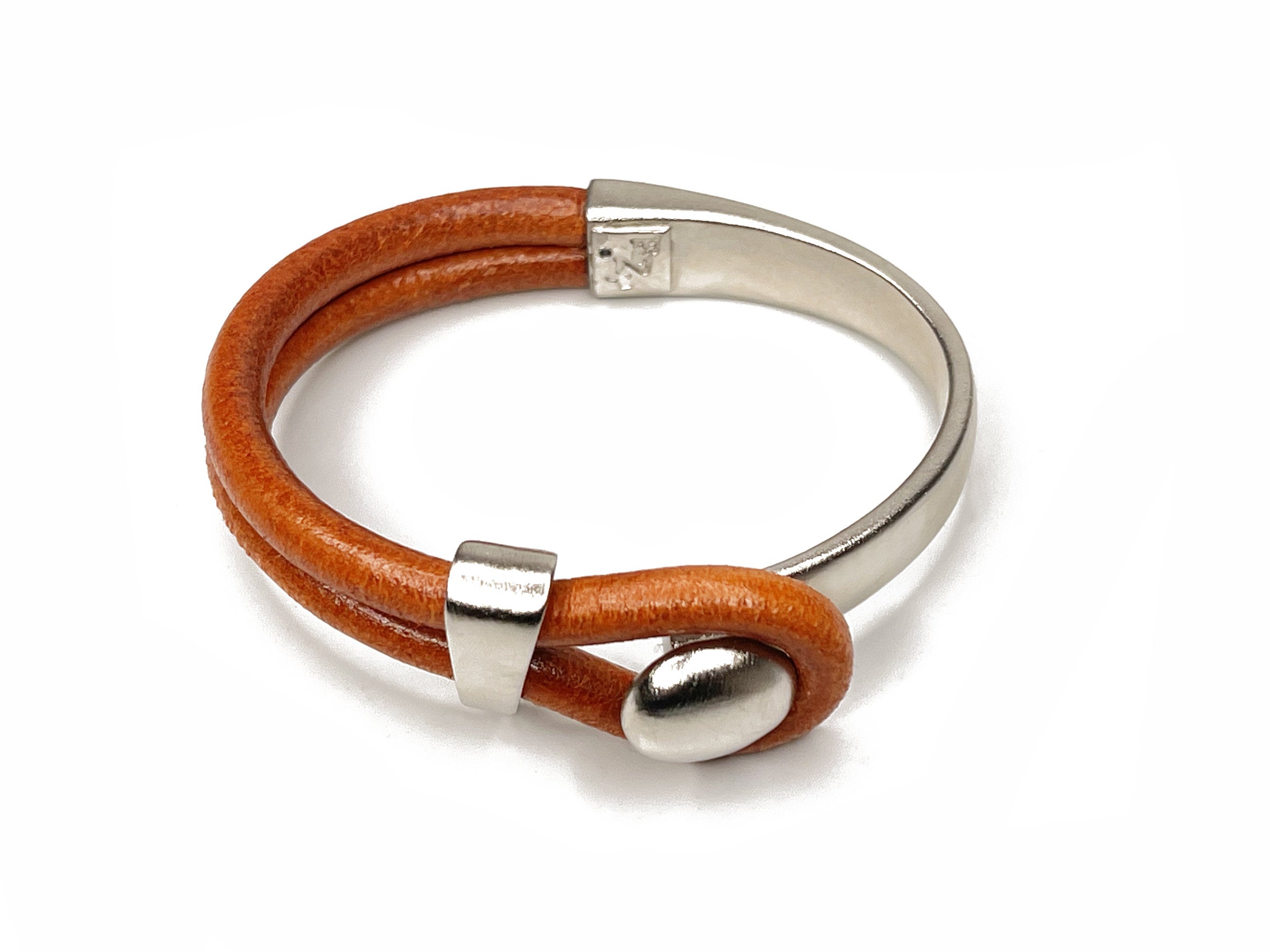 Orange/Silver Lasso Knob & Slide Bracelet