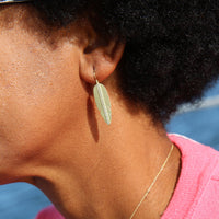 Slender Gold & Diamond Feather Earrings