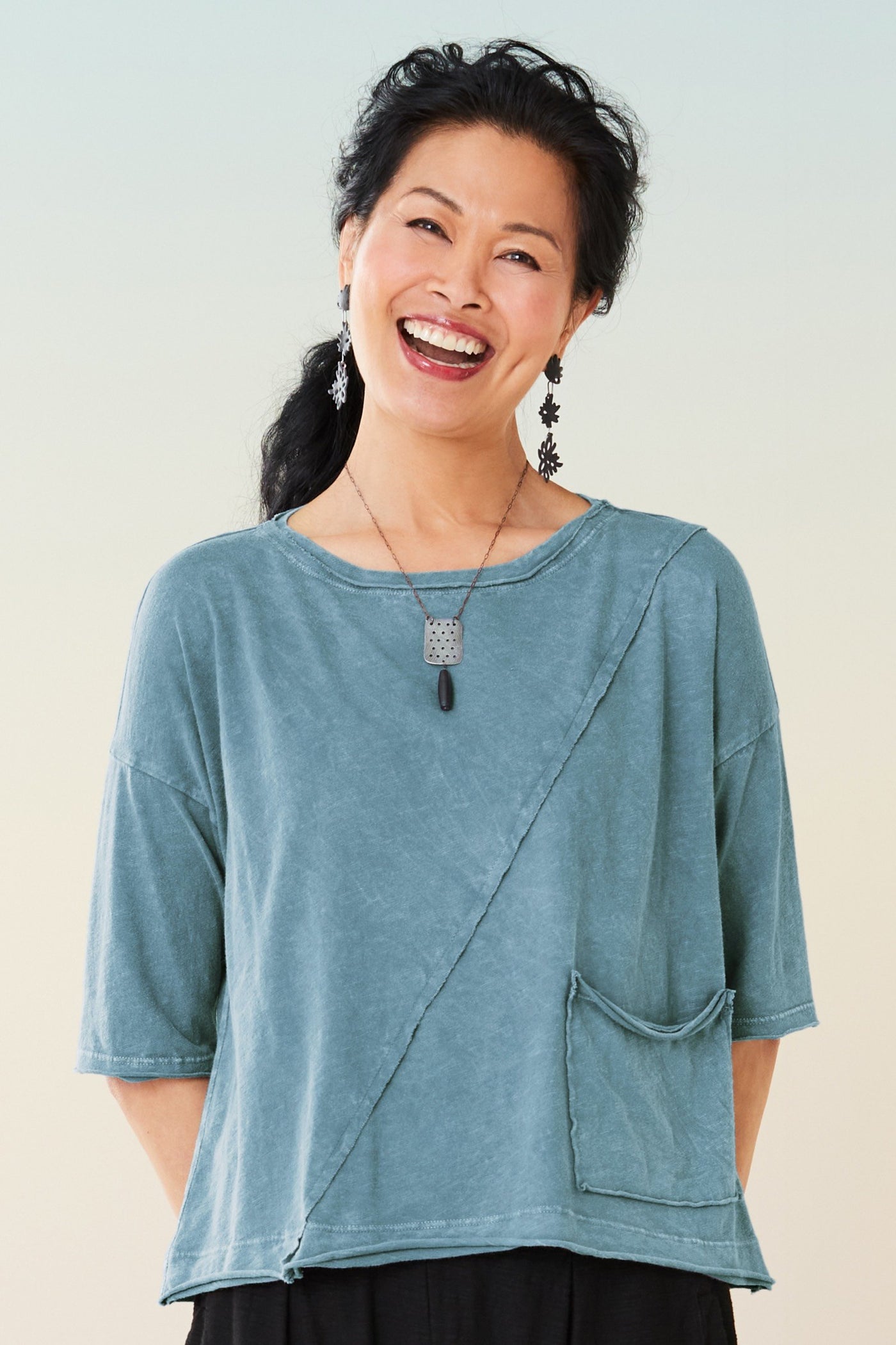 Silver and Blackstone Necklace on Model