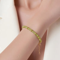 Peridot Faceted Rondel Gold Bracelet