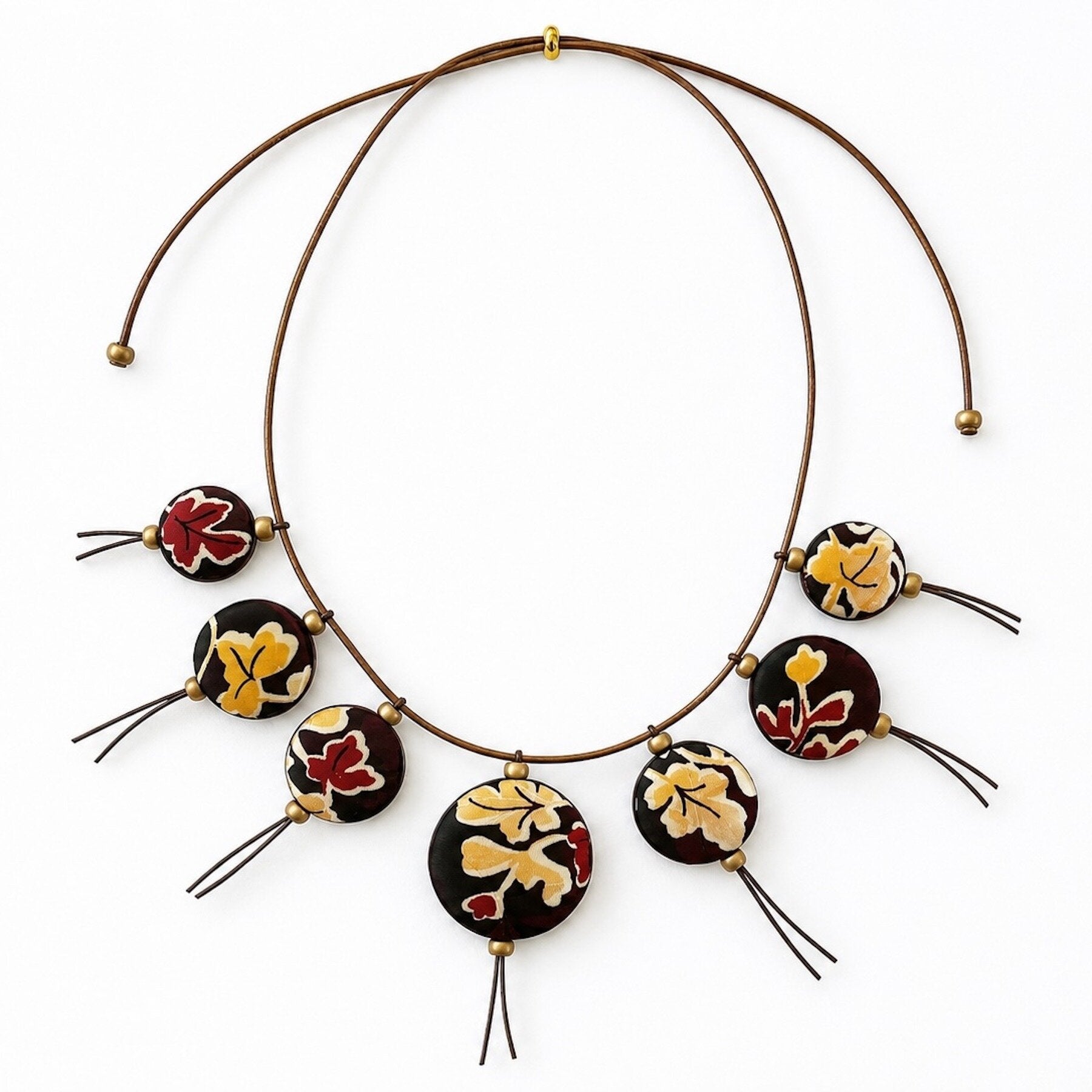 Golden Leaves Reversible Silk Necklace