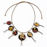 Golden Leaves Reversible Silk Necklace