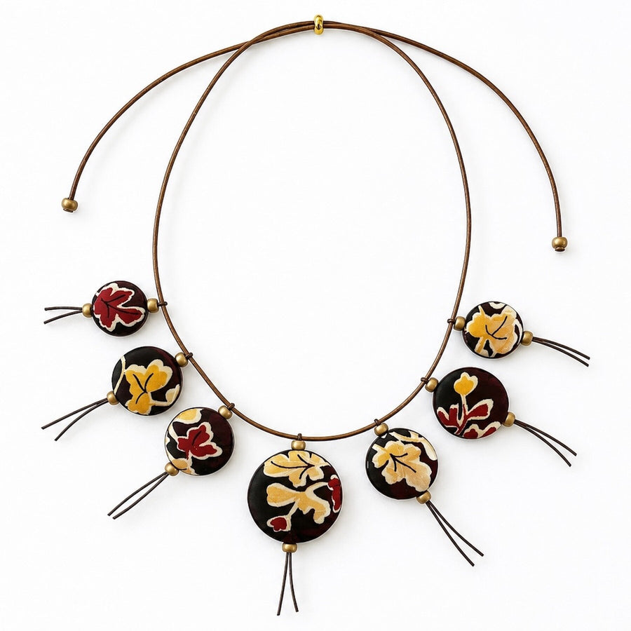 Golden Leaves Reversible Silk Necklace