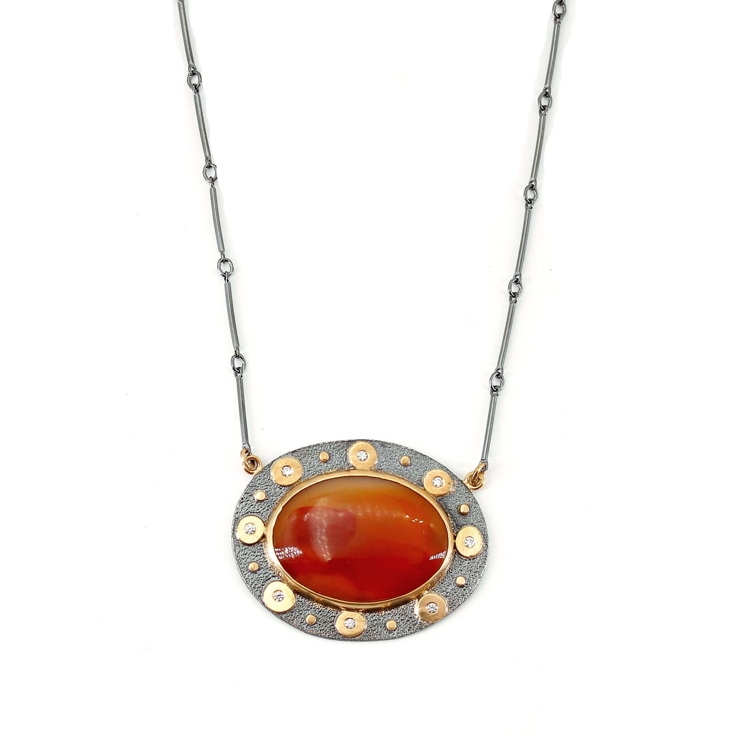 Carnelian & Diamond Pendant