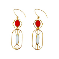 Red & White Art Deco Earrings