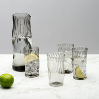 Smoke Gray Pitcher and Set of Four Cups