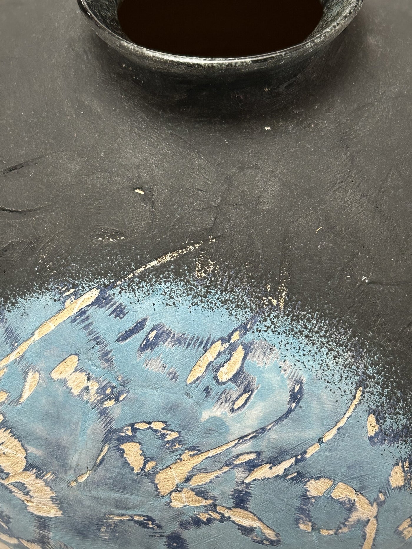 Black Jar with Blue