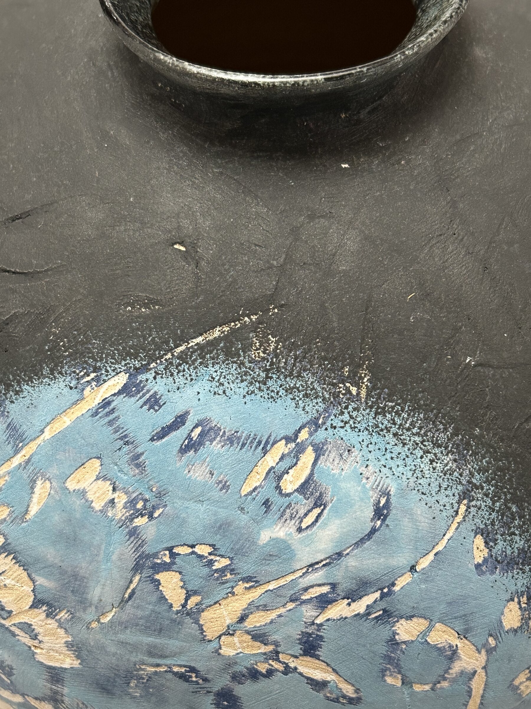 Black Jar with Blue