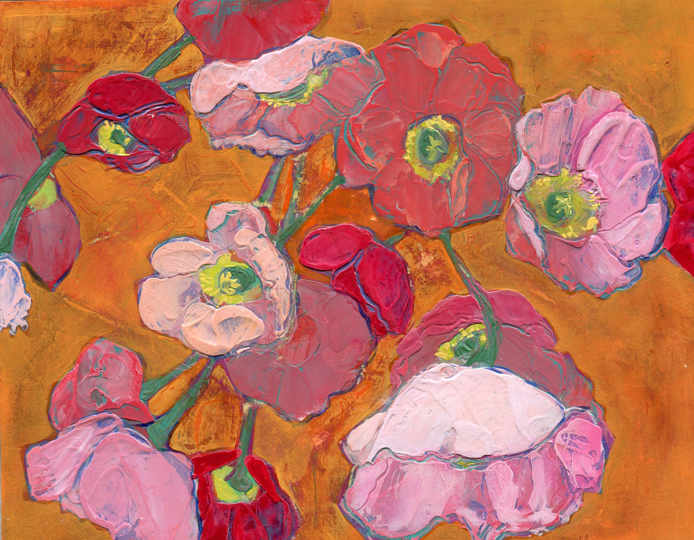 Dancing Poppies On Orange
