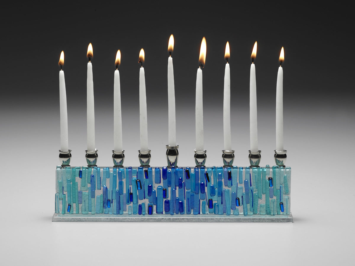 Jerusalem Aqua Blue Menorah