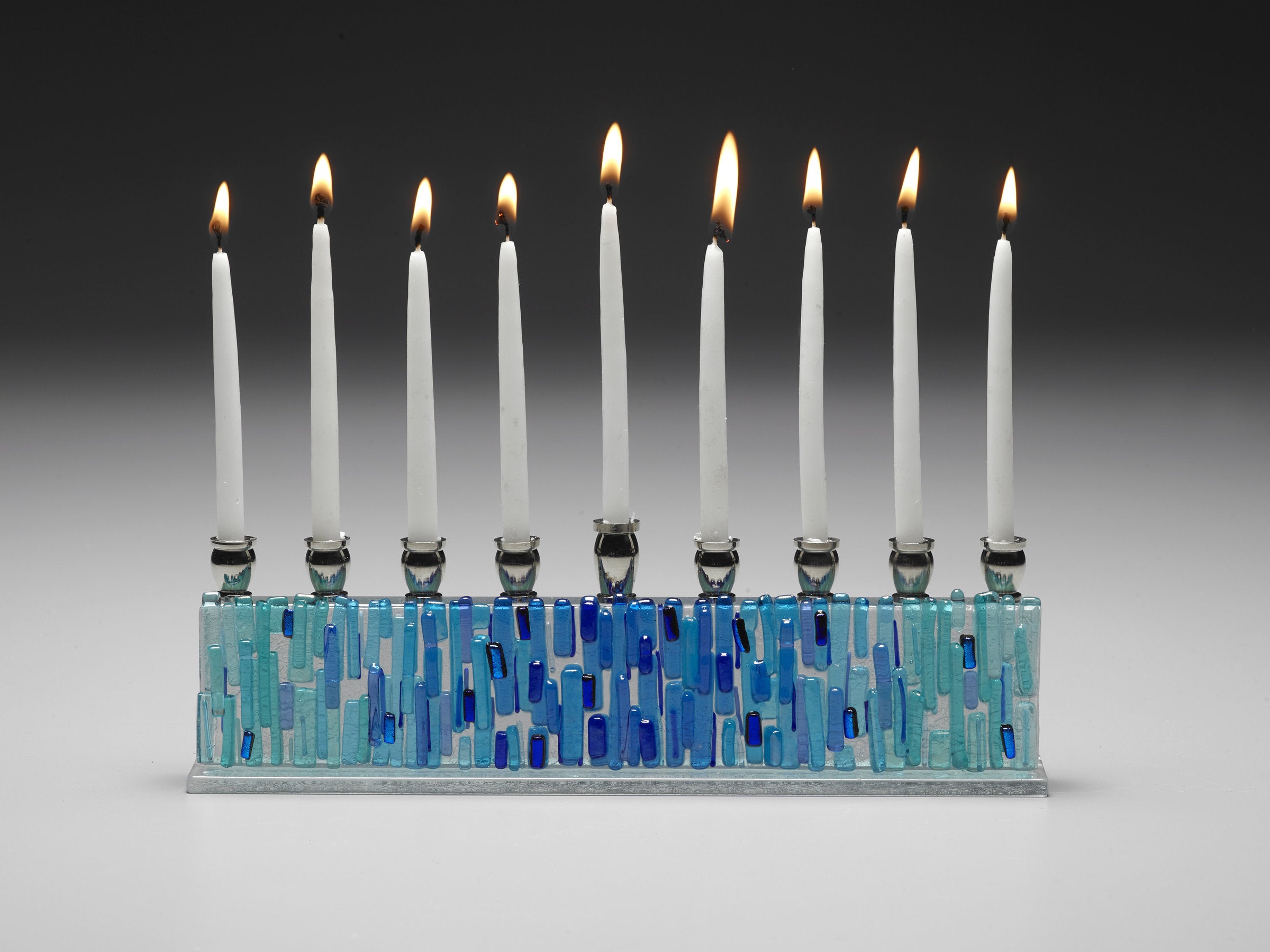 Jerusalem Aqua Blue Menorah