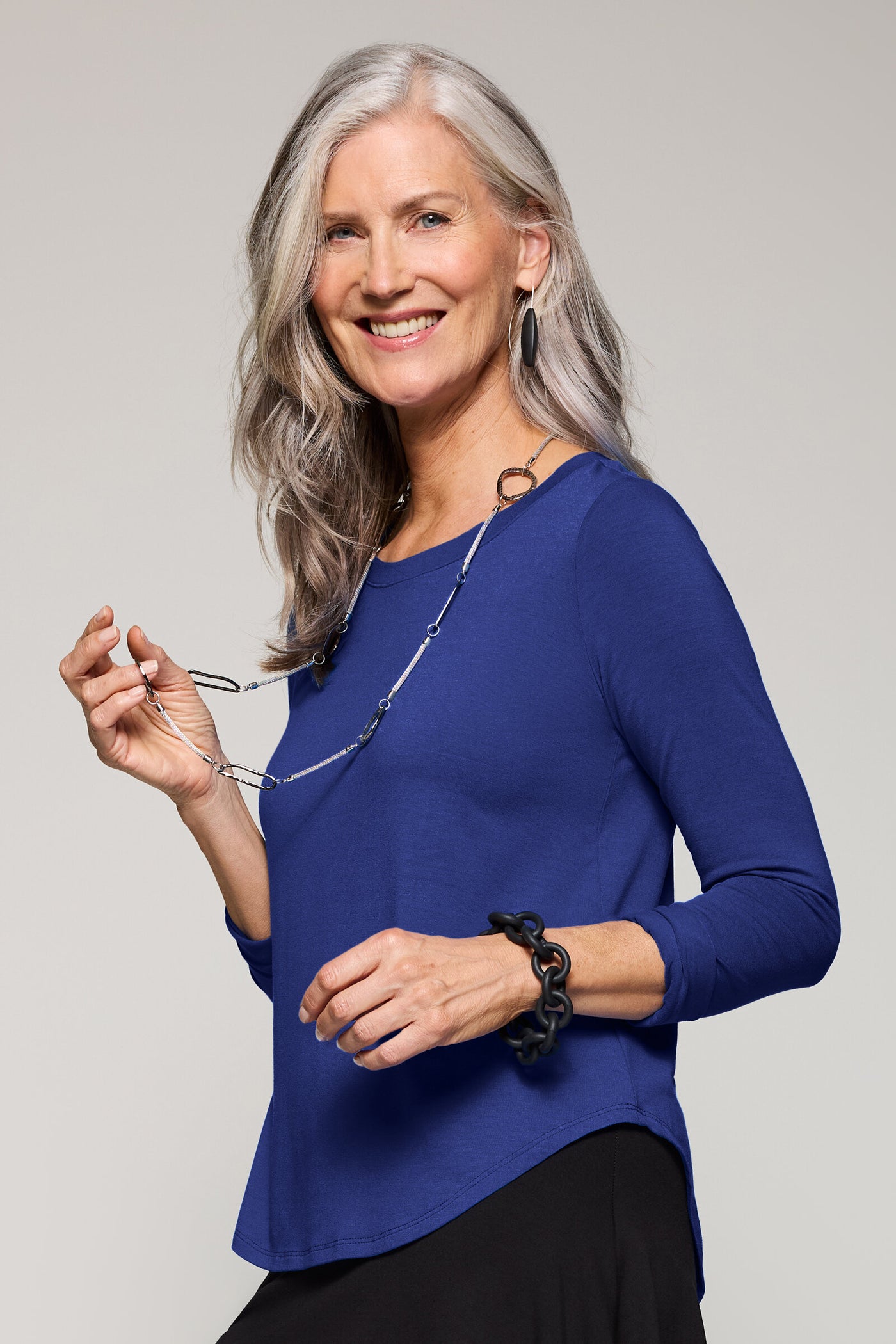 Long Hammered Link Necklace