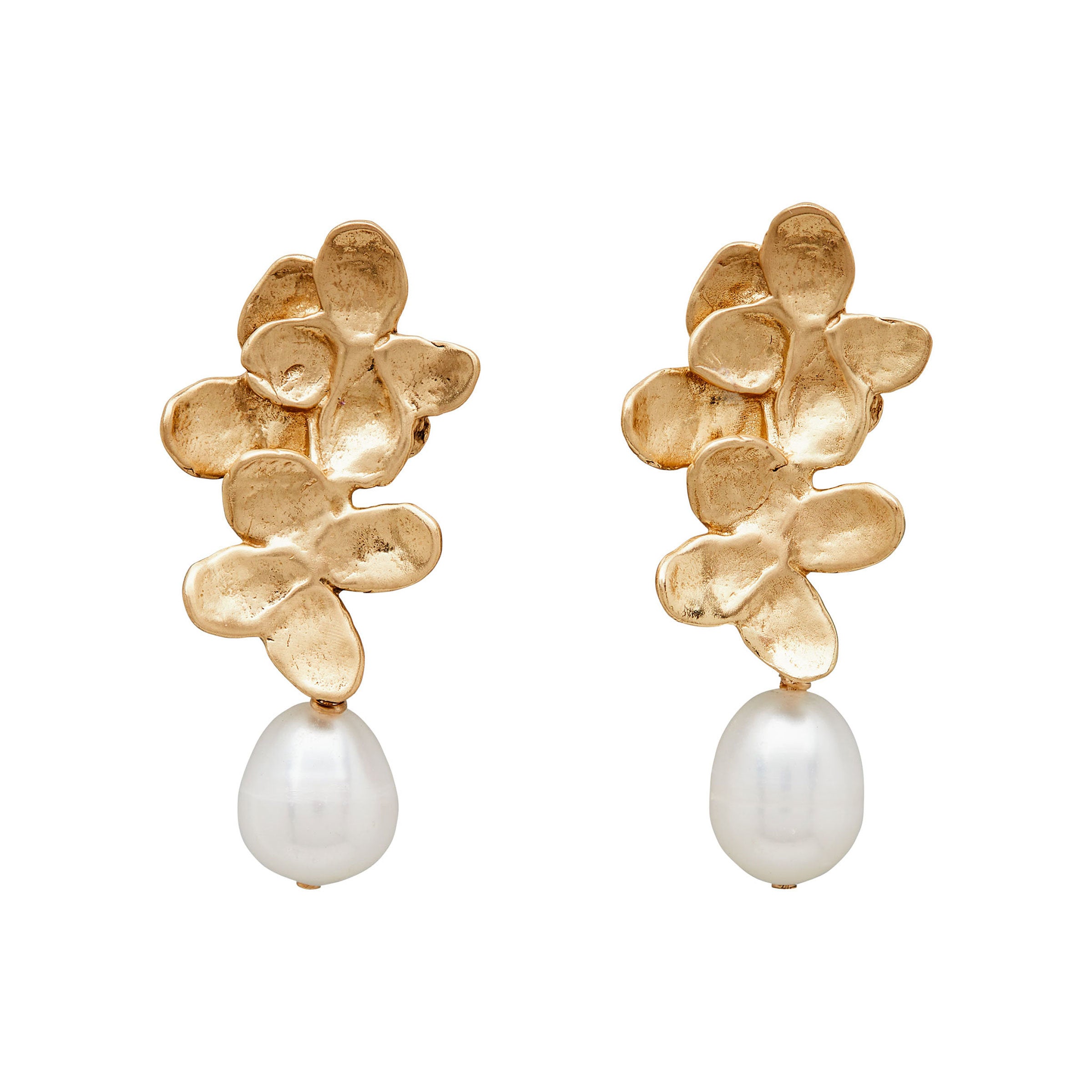Hydrangea Bronze Pearl Earrings