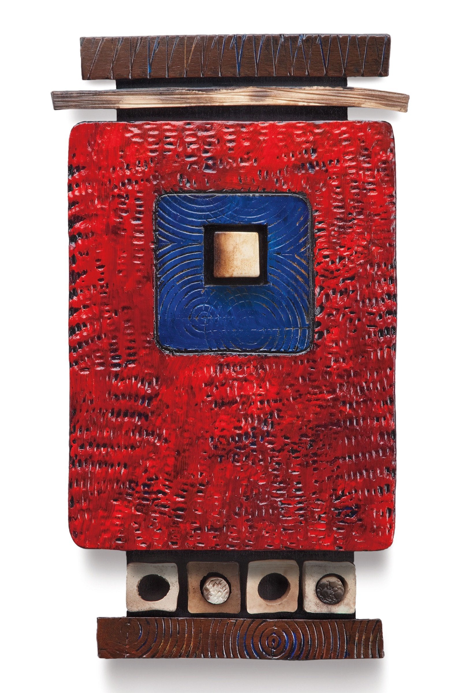 Red Tile Shard with Blue Square