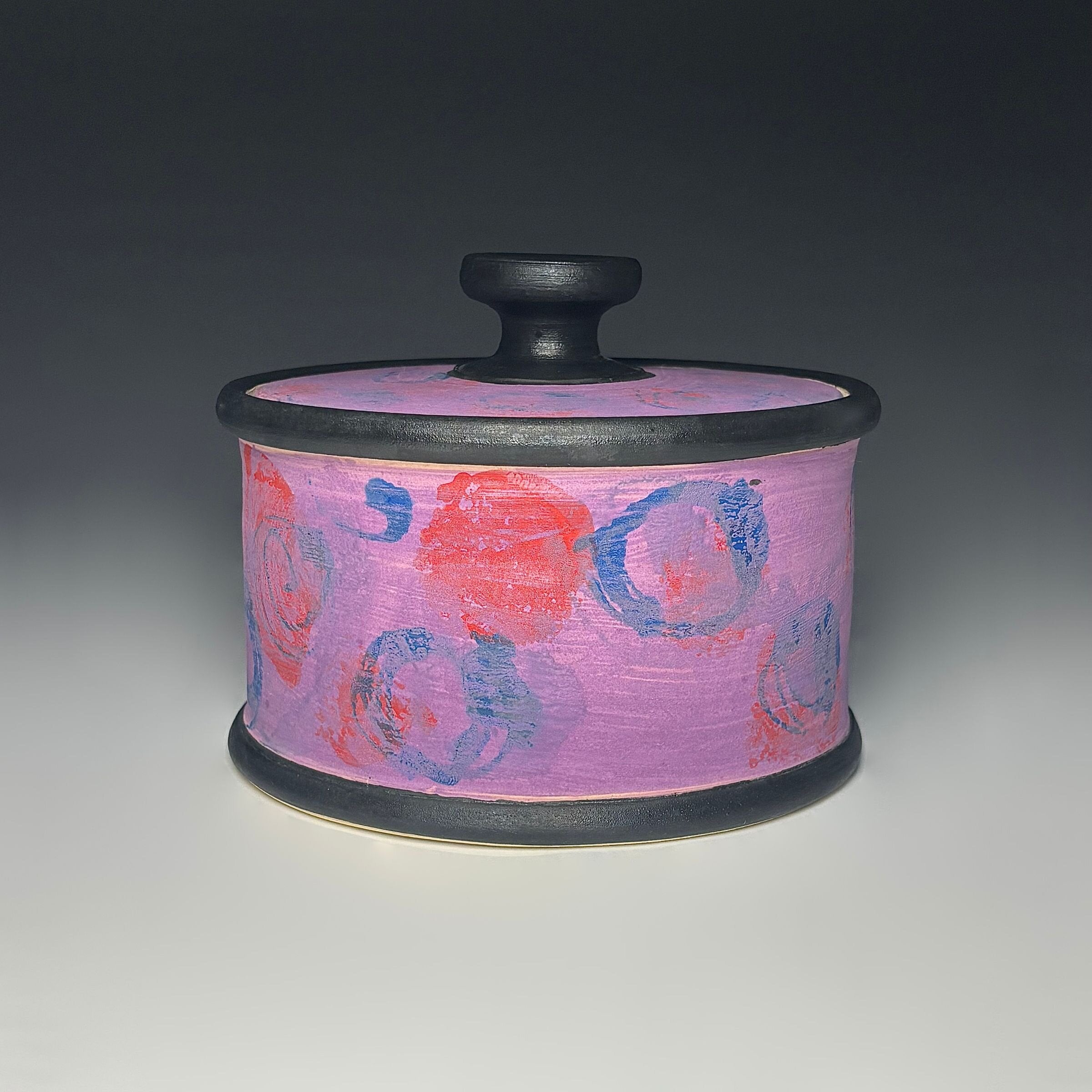 Painterly Lidded Jar in Berry