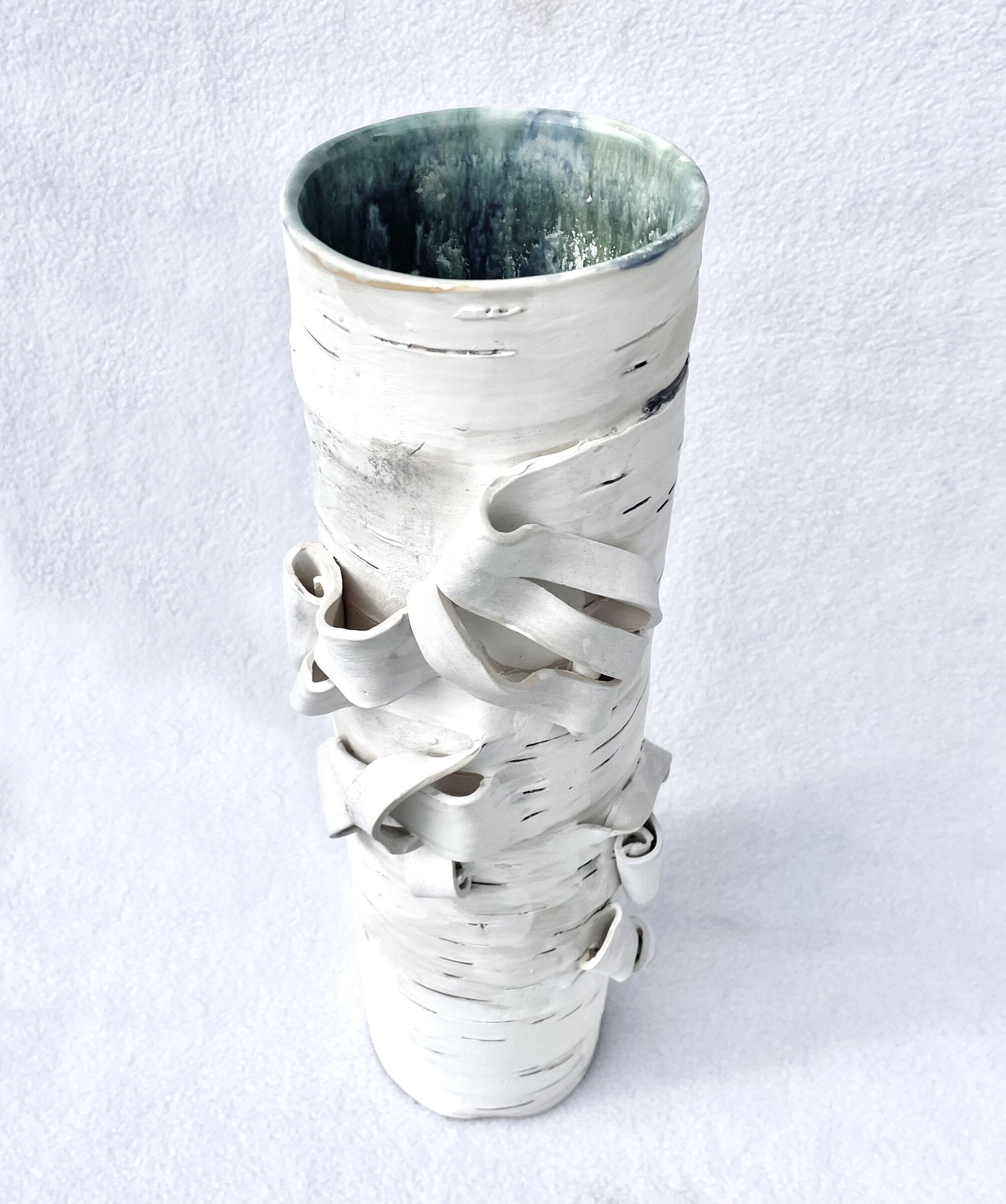 Birch Motif Vase with Green II