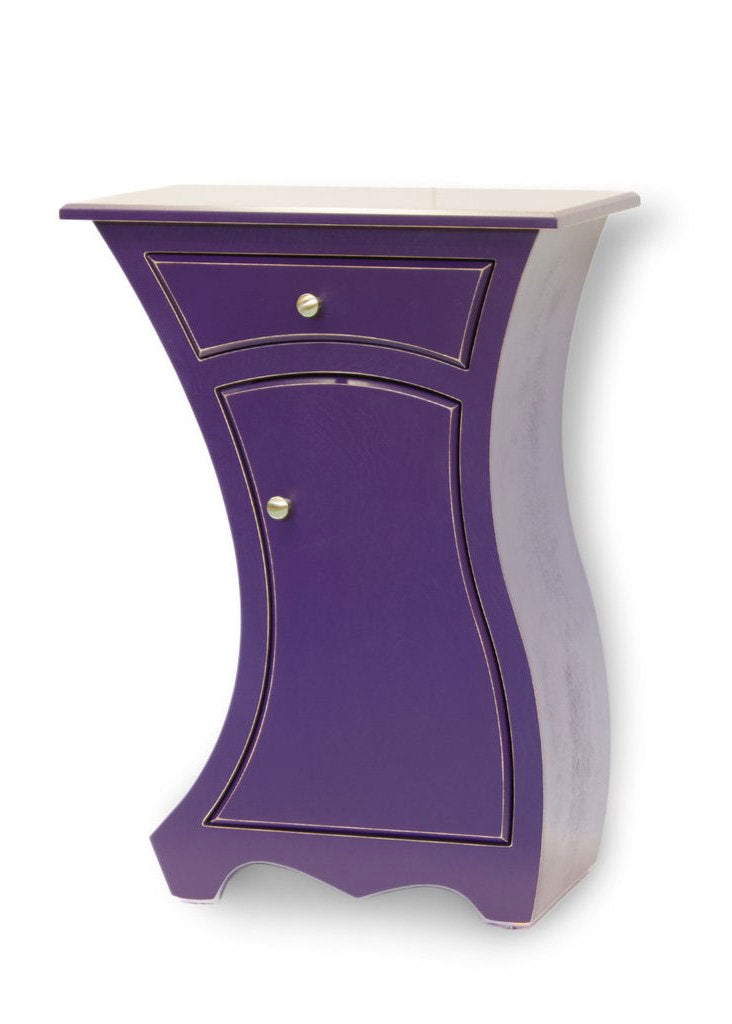 right-handed, delphinium violet paint