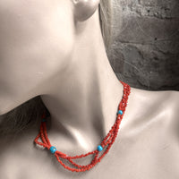 Coral & Turquoise Three-Strand Necklace