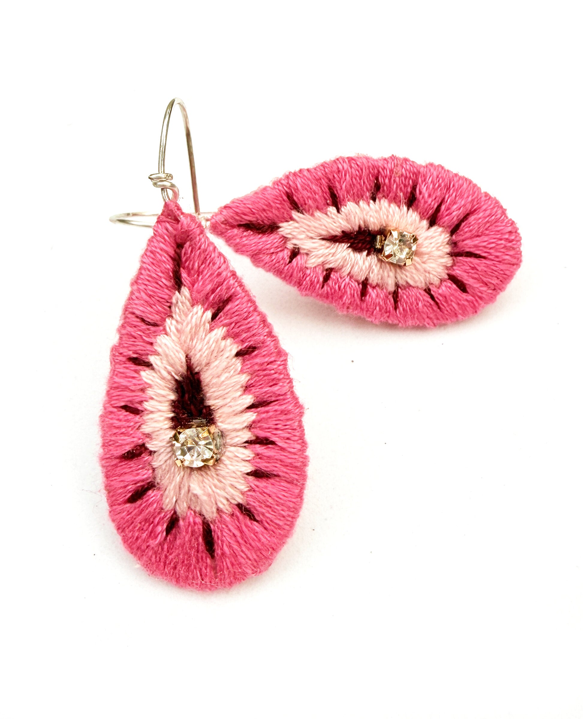 Pink Rhinestone Drop Earrings
