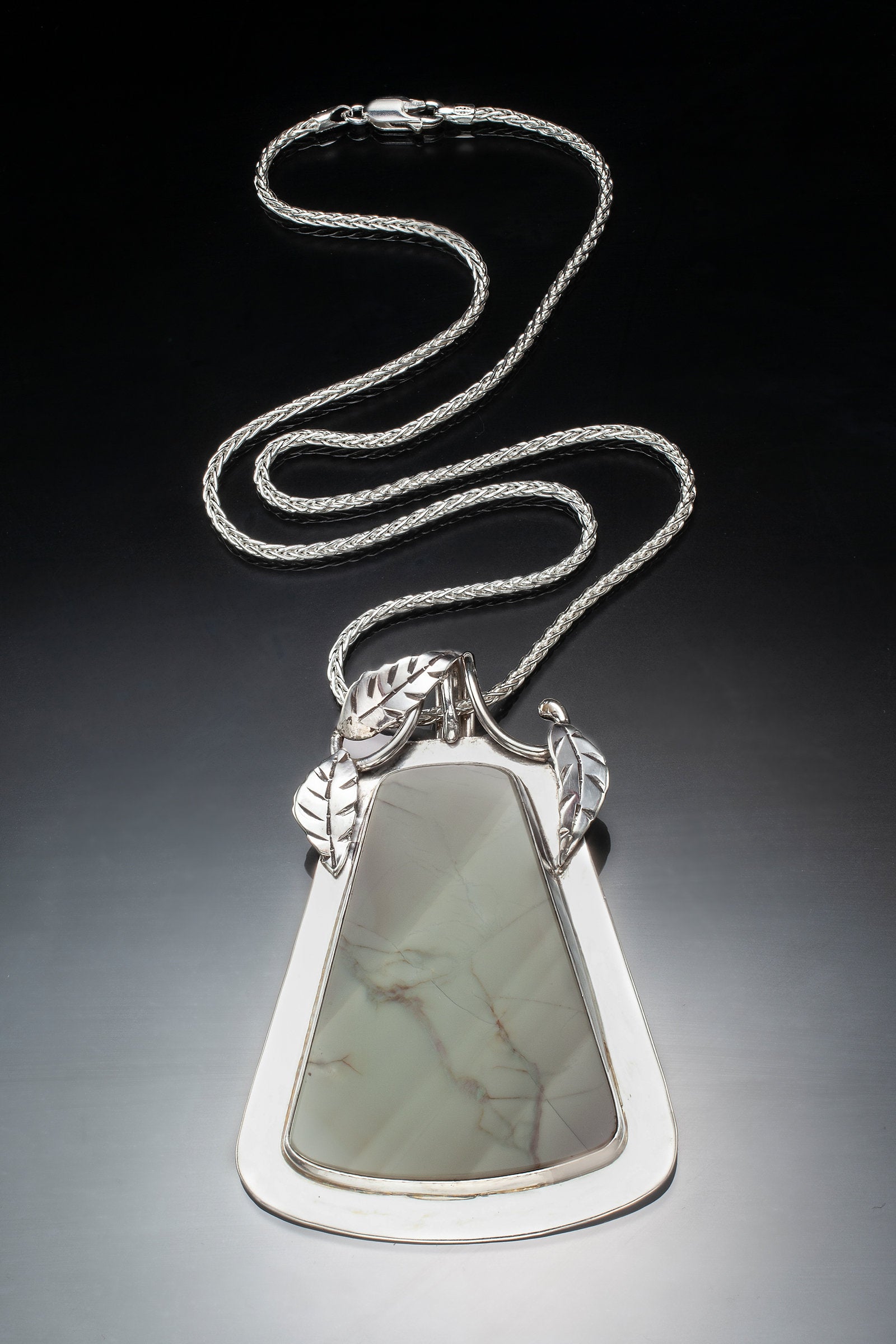Sterling Silver Pendant with Green Imperial Jasper | Photo by Ralph Gabriner