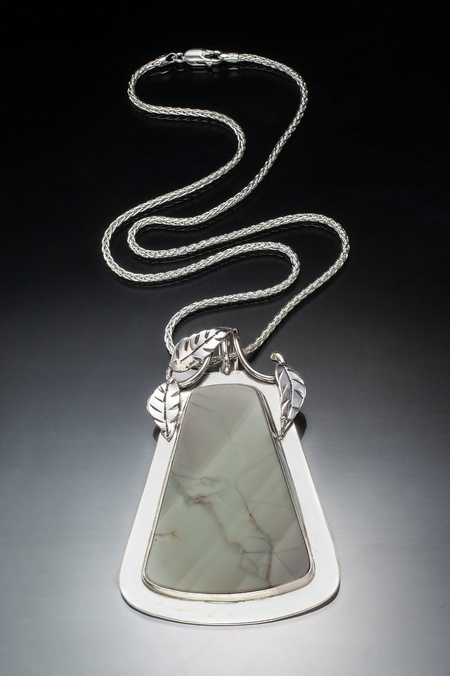 Sterling Silver Pendant with Green Imperial Jasper | Photo by Ralph Gabriner